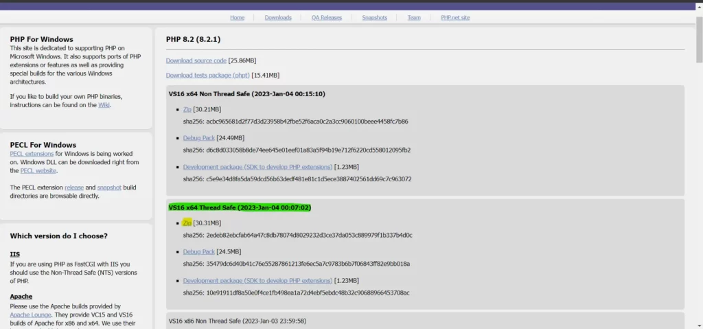 screenshot ze strony php.net