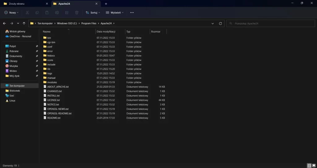 Screenshot z exploratora plików